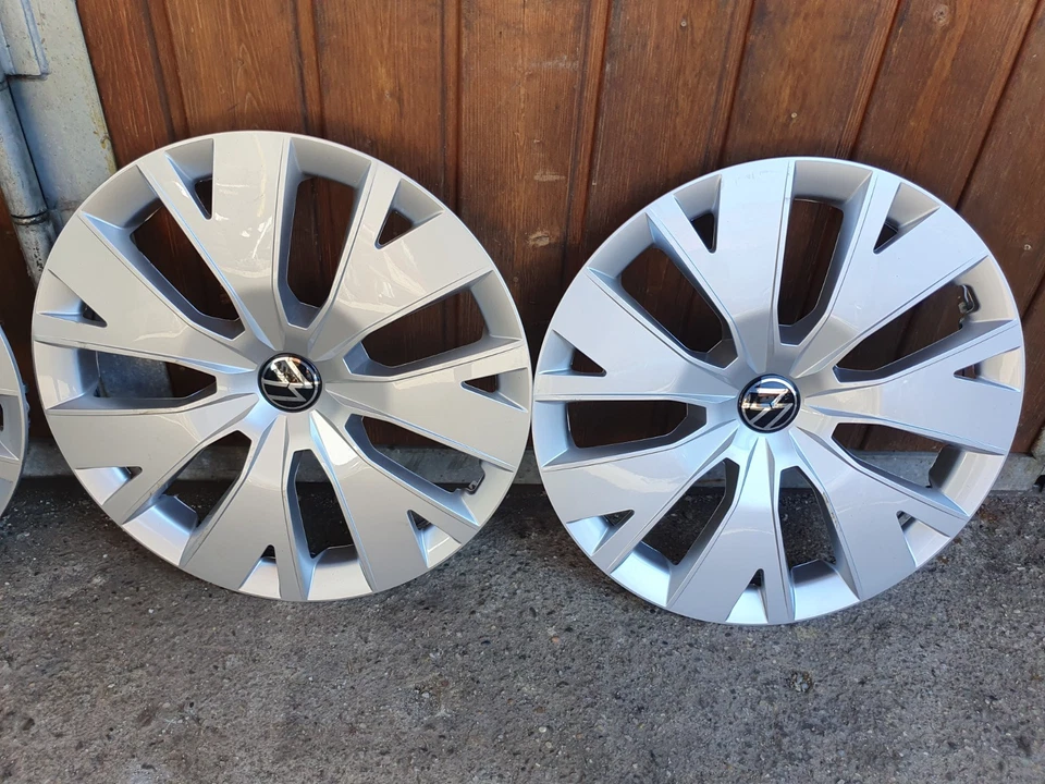 4x Cache Moyeu VW 16 Pouces Jantes Enjoliveurs 2GM601147B Argent Très Bon État - Photo 3/4