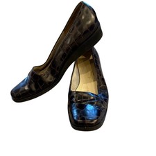 Salvatore Ferragamo Chic Brown Embossed Crocodile Pattern Women's Loafers 7.5