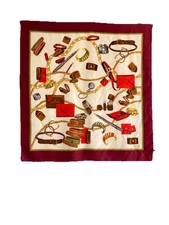 DUDU Women’s Silk Scarf Red Burgundy Color Accessories Pattern 34"/36" VGC