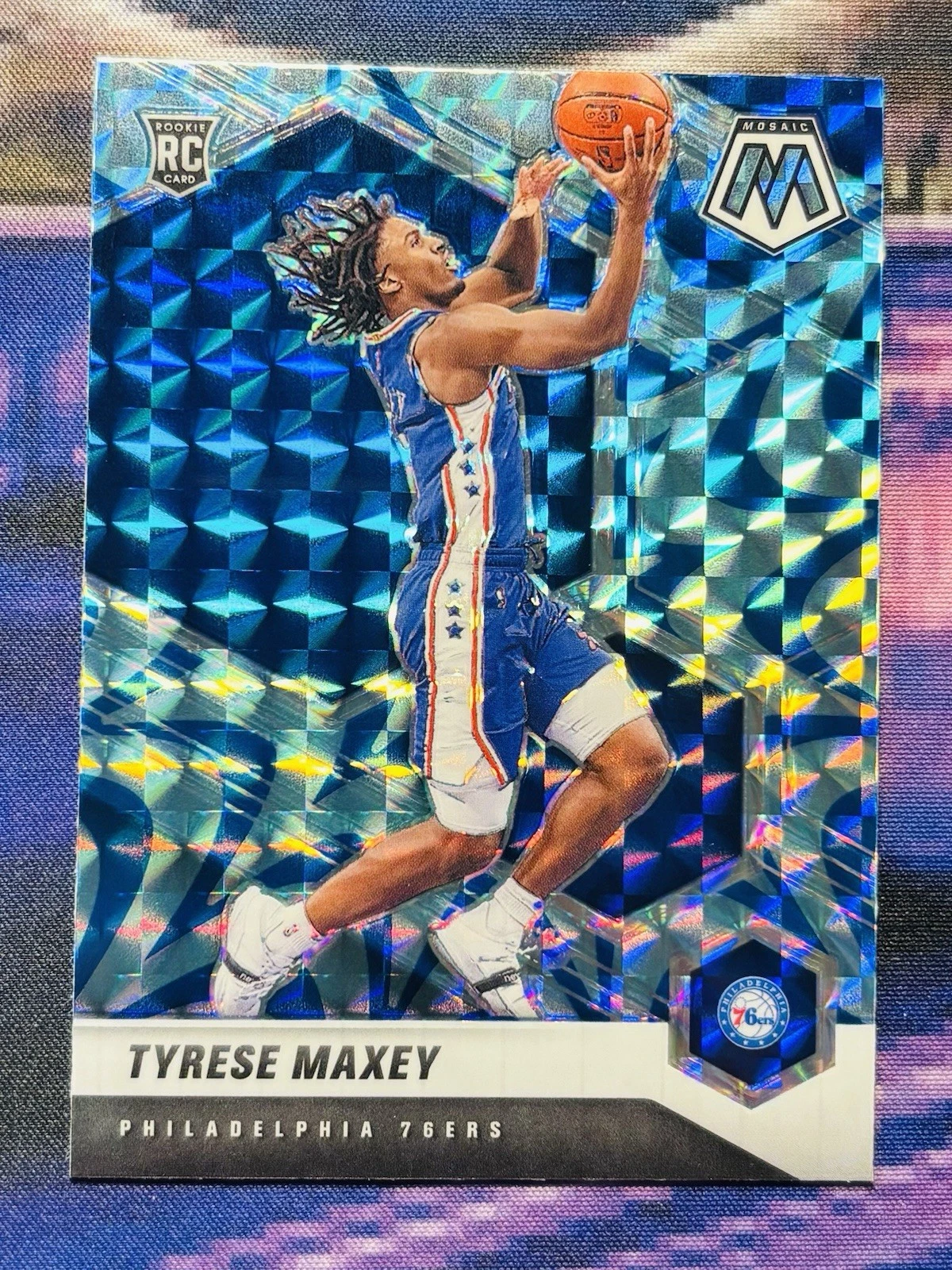 2020-21 Mosaic Reactive Blue Prizm Tyrese Maxey RC #203 76ers
