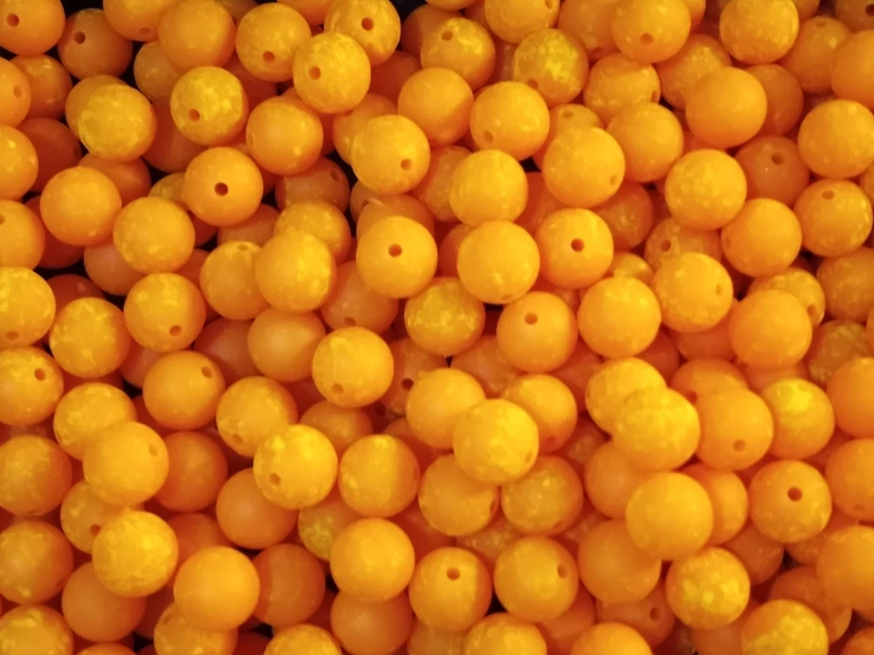 MAD RIVER CUSTOM FISHING TACKLE BUTTER ORANGE/SPECKLED YELLOW UV Trout Steelhead Bead 6mm, 8mm, 10mm, 12mm Sizes