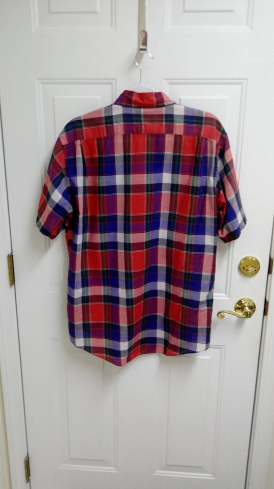 MAIN STREAM, SZ/L, MENS SHIRT, SHT.SLEEVE,MULTI-COLORED PLAID, USED, EXC. COND. - Image 2 of 3