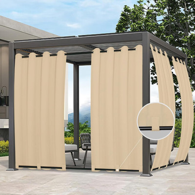 Easy-Going Outdoor Curtains Waterproof Windproof Weatherproof Curtain for Patio,