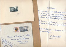 1951 N° 909 Verlaine épreuve d'artiste signé Dufresne et avec son envoi