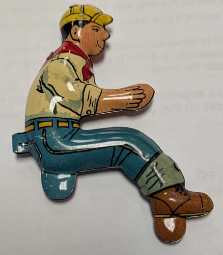 Vintage Marx Tin Wind-up Figure Farm Tractor Farmer Original, Used in other Toys