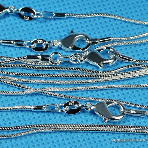 10pcs 1mm 925 Sterling Silver Plt Snake Chain Necklaces 16"-30" Wholesale lots - Picture 2 of 6