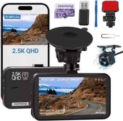 Dash Cam 2.5K Front- und Rückkamera 1440P+1080P FHD WiFi Dual Dashcam für Autos