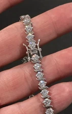Vintage Sterling Epiphany 10tcw Diamonique CZ S Bar Tennis Bracelet 7 3/4" 12.3g