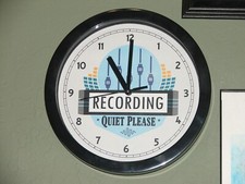 RECORDING STUDIO Wall Clock 2 ....9" diameter ....SILENT SWEEP