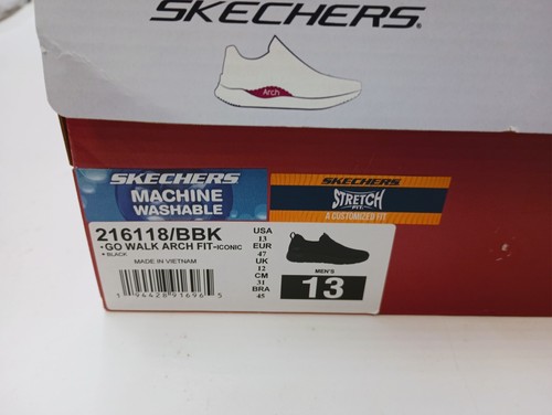 SIZE 13 SKECHERS 216118 BBK GO WALK ARCH FIT ICONIC BLACK SLIP ON MEN'S SHOE - Bild 8 von 8