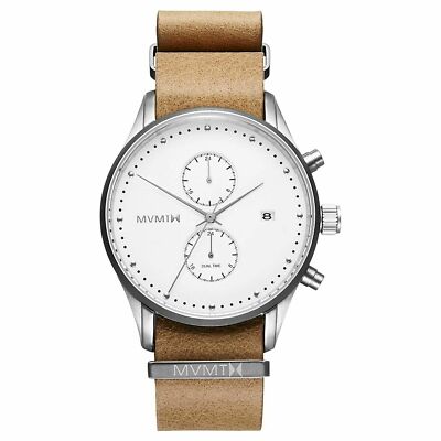 MVMT Herren Uhr D-MV01-WT Edelstahl Leder hellbraun NEU