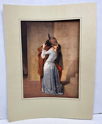 Vintage Silk Print The Kiss Hayez, Beatrice D'Este  Edition  Art and Silk