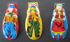 Set of 3 Old Vintage c.1950's - Toy CLICKERS - Cowboy Cowgirl Indian - WESTERN