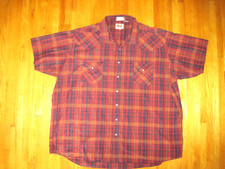 Vintage Big Ely Cattleman Red Plaid Pearl Snap Western Cowboy Size 3XL Shirt