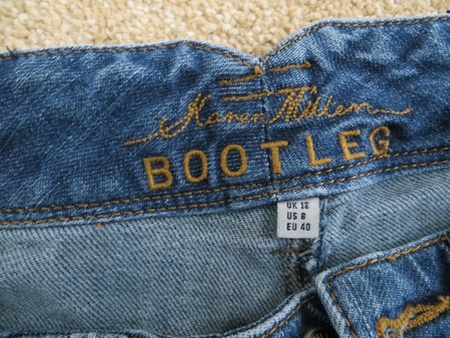 Karen Millen blue distressed bootleg jeans size 12 34 W 33L - Picture 8 of 12