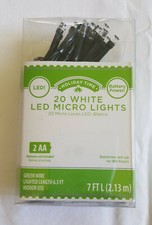 NIP 20 White LED Micro Christmas Lights 7 ft long string Battery Powered