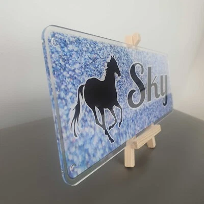 Blue and black personalised Horse Name Plaque sign nameplate pony name stalls - Image 1 of 4