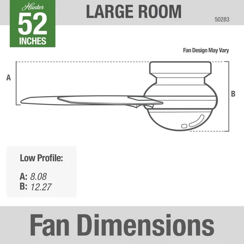 Hunter 52" Dempsey Low Profile Ceiling Fan LED Light Remote Modern Contemporary - Picture 6 of 8