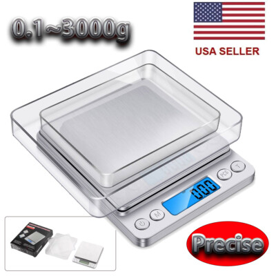 Digital Kitchen Food Scale 0.1~3kg 2 Trays, Tare Function, (battery included)