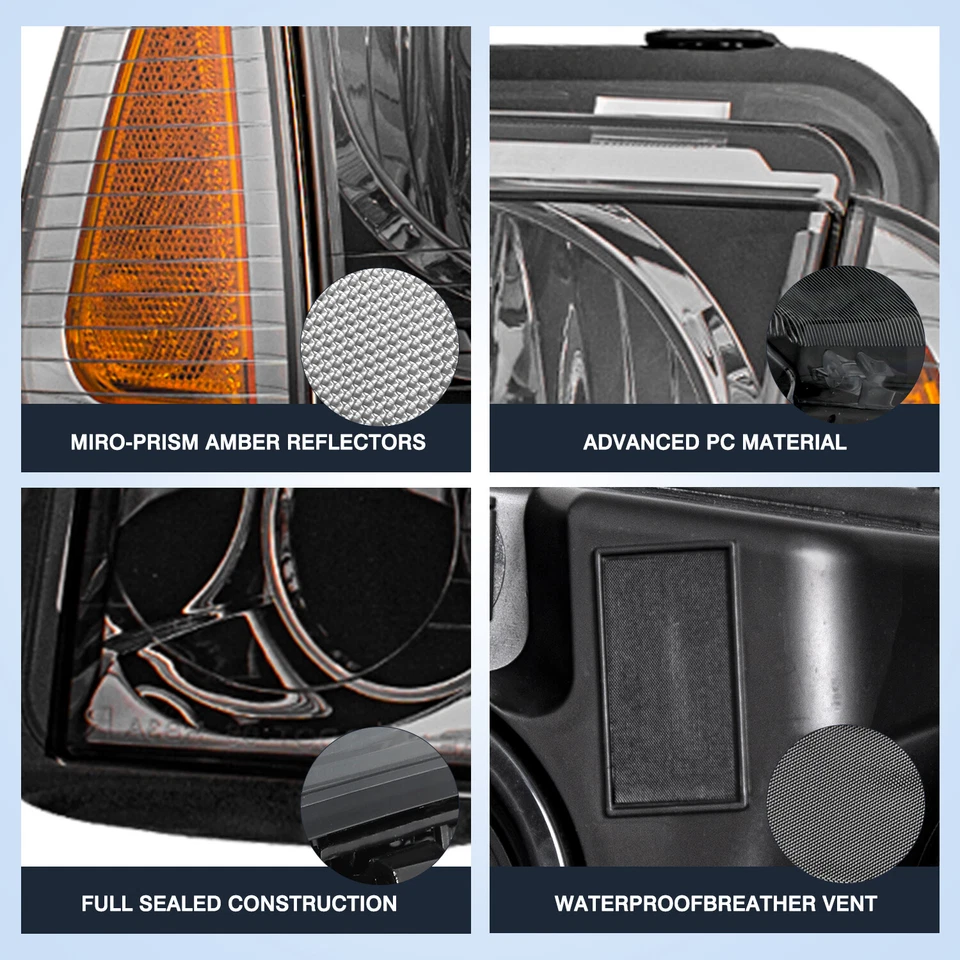 Pair Smoke Amber Headlamp For 2006-2010 Dodge Charger Halogen Headlight Assembly Foto 4 de 4