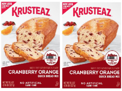 Krusteaz Cranberry Orange Quick Bread Mix (Pack of 2) 18.6 oz Boxes