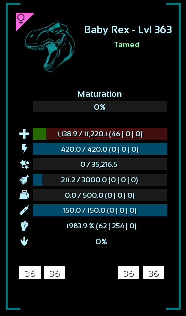 ARK Survival Ascended TOP STATS Albino Rex - PC/XBOX/PS5 PvE ASA