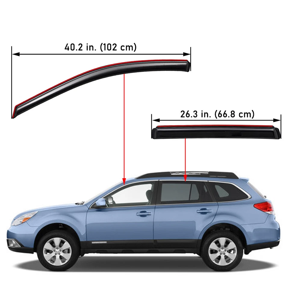 In-Channel Window Visors Rain Guards Wind Deflector For 2010-2014 Subaru Outback - Изображение 2 из 4