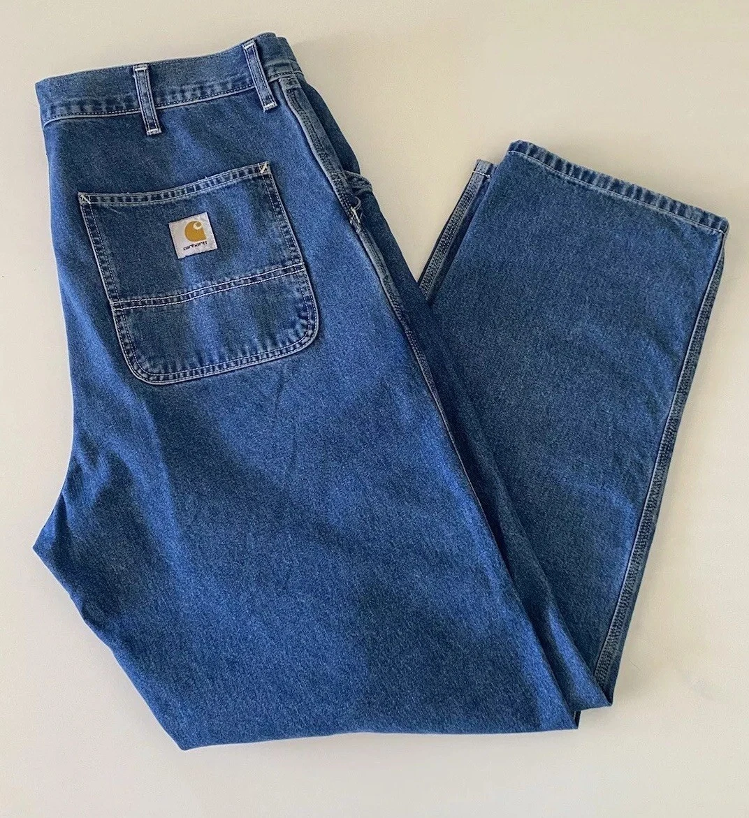 Pantalon simple Carhartt WIP Stonewash jean bleu 36 x 34 100 % coton EUC