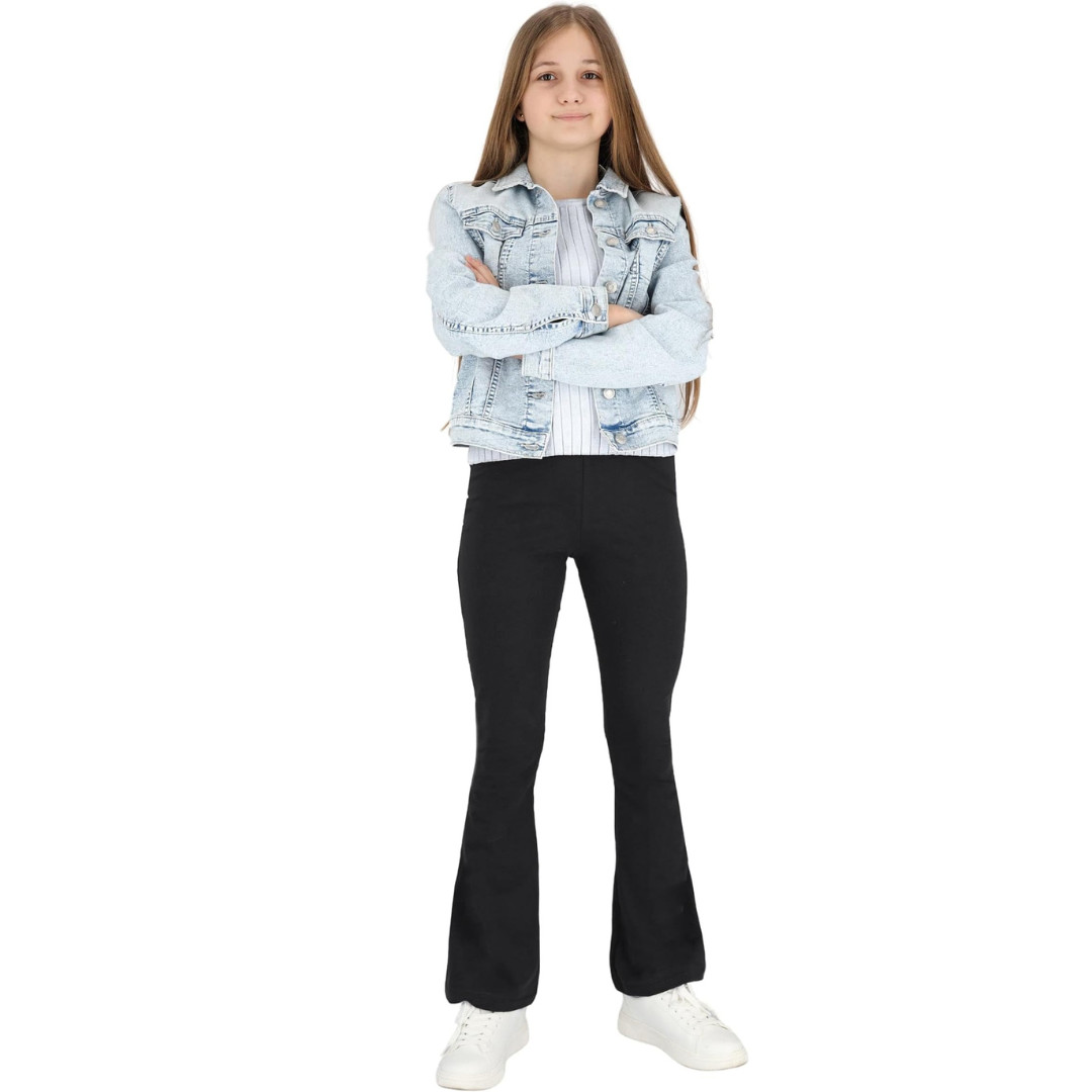 Leggings acampanados para niñas niños pantalones de corte bota pretina elástica elástica elástica