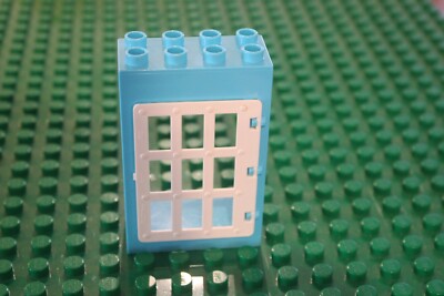 Lego Duplo AZURE BLUE TEAL Door Window 2x4 Frame Pane White House 