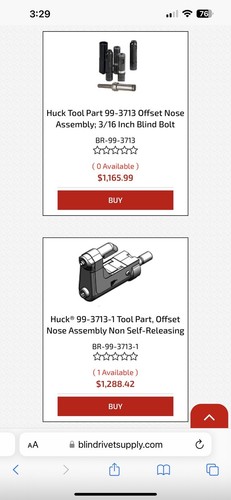 Huck Tool Offset Pulling Head Lockbolt Nose Assembly 99-3713-06 - Picture 4 of 4