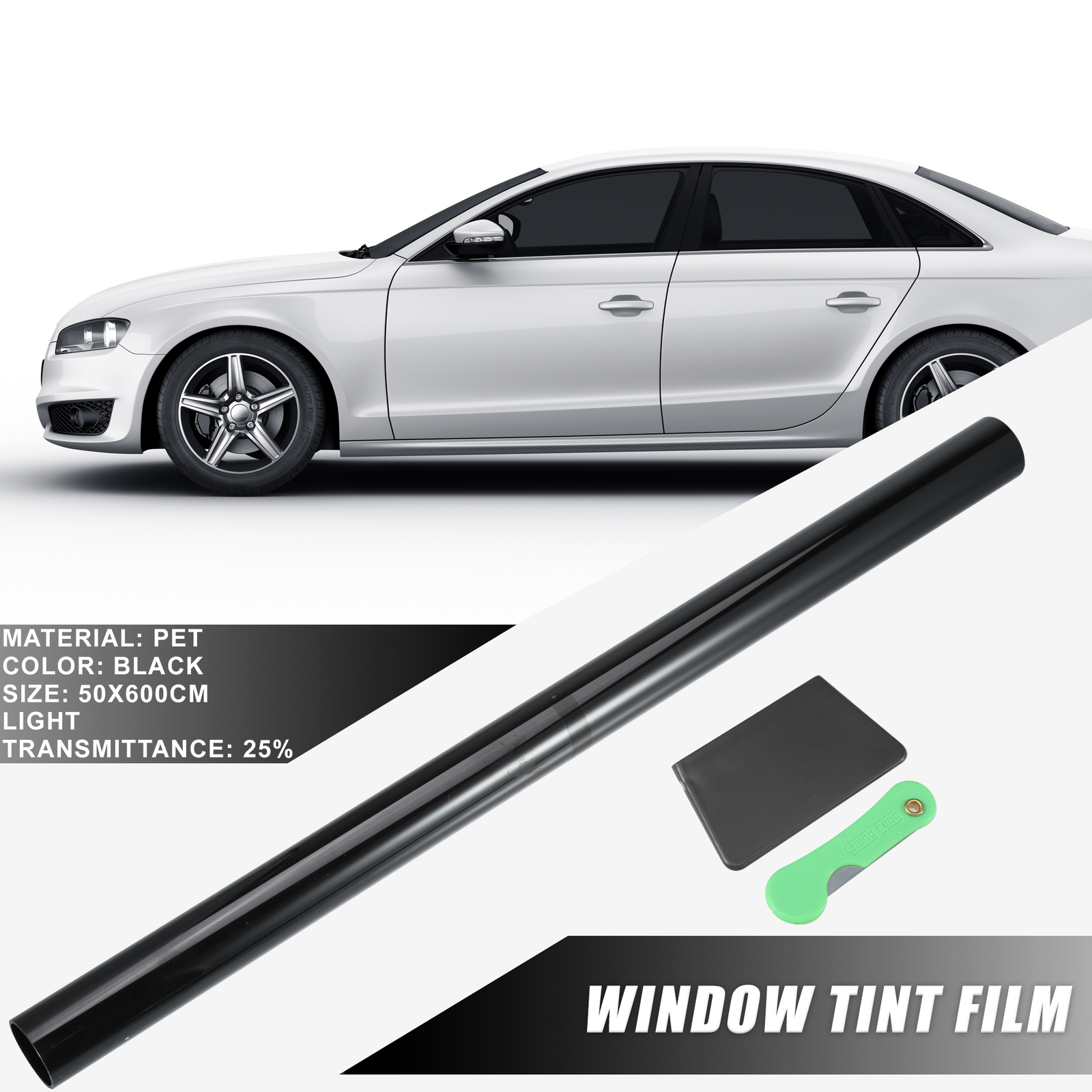 1 Set Universal Car Window Tint Film Tinting Dark Black 25% 50x600cm 20 ...