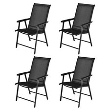 Set of 4 Folding Chairs Outdoor Dining  Garden Chairs Armchair with Armrests