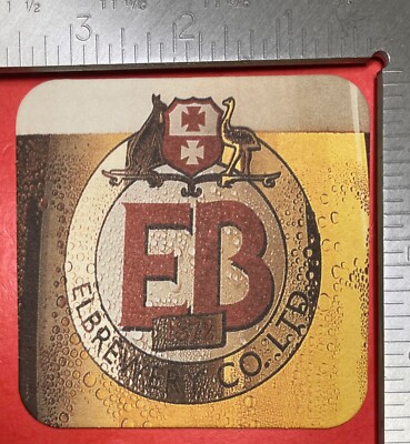 EB. EAST LONDON BREWERY 3.5 INCH SQUARE  BEER COASTER RARE VINTAGE
