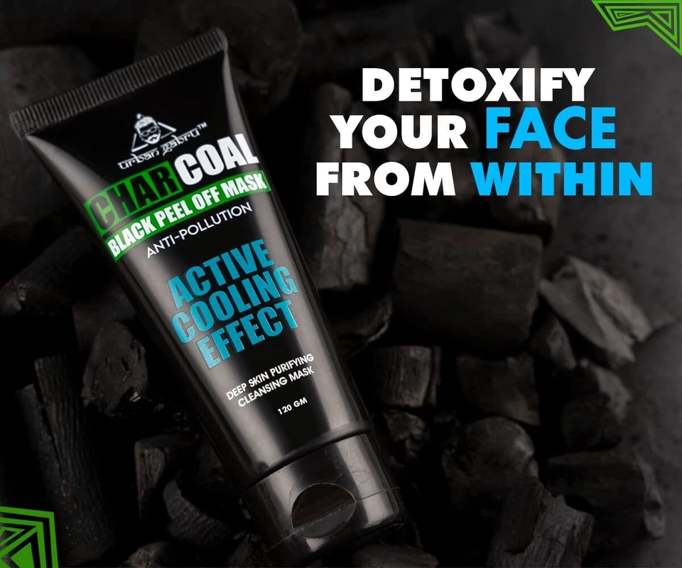 UrbanGabru Charcoal Black Peel Off Mask for Men & Women Purifying Cleansing 60GM - Image 3 of 4