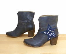 schöne SPM Stiefeletten Gr. 38 mit Nieten Stern jeansblau vermutl. Echtleder