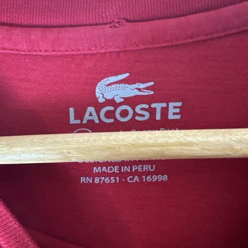 Lacoste Men's Short Sleeve Performance Sport T-shirt Red Color Size 6 - Picture 4 of 8