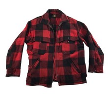 Vintage Woolrich Woolen Mills Buffalo Plaid Wool Hunting Jacket Red Black Mens