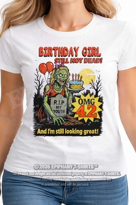 Lustiges DAMEN T-SHIRT 42. GEBURTSTAG GOTHIC HORROR GESCHENK GESCHENK