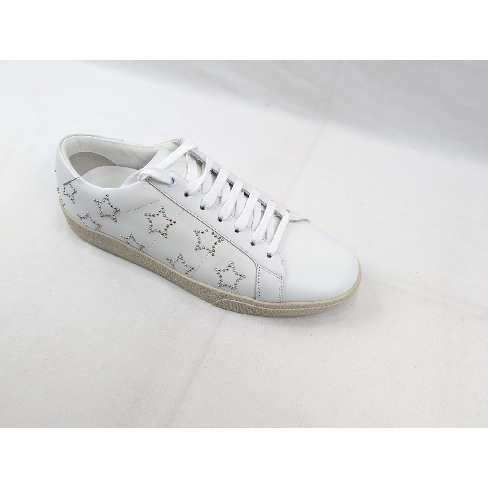 Sneakers basse Saint Laurent Paris SL 06 Star Merid effetto bianco nuove con etichette 42 5