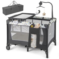 3-in-1 Baby Bassinet Portable Pack and Play w/ Removable Changing Table Mattress