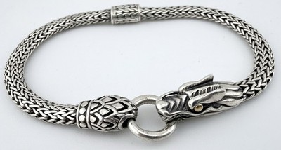 JOHN HARDY 925 18K NAGA DRAGON DRAGON CLASSIC WHEAT CHAIN 7 1/2  BRACELET K196D