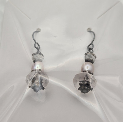 Ohrringe Süßwasser rosa Perlen & Edelsteine 925 Silber Präsidium geprüft, Vintage