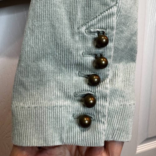 Vintage GAP Y2K Corduroy Jacket Womens Light Green Military Brass Buttons Size 8 - Picture 8 of 15