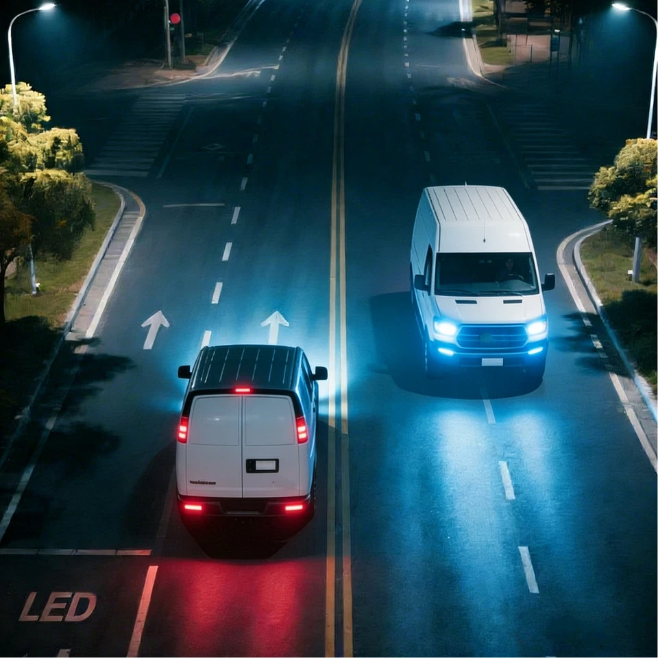 For Ford F-700 1970-1979 Pair 7" inch Round LED Headlights Hi/Lo Beam DRL - Image 2 of 4