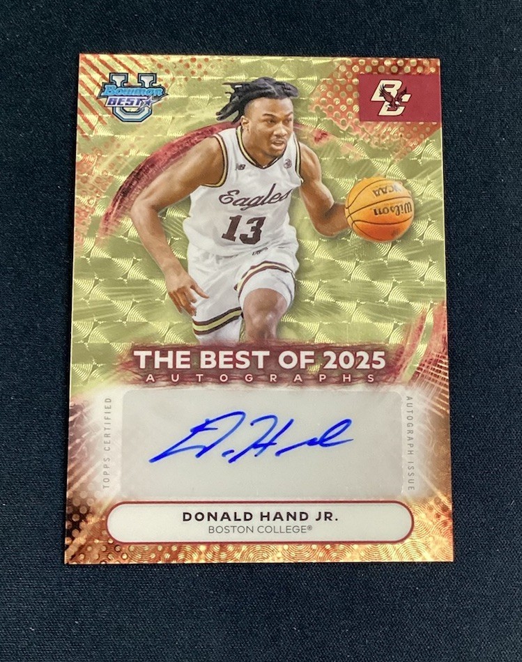 2025-26 Bowman Best University Donald Hand Jr. Best Of Auto Superfractor 1/1