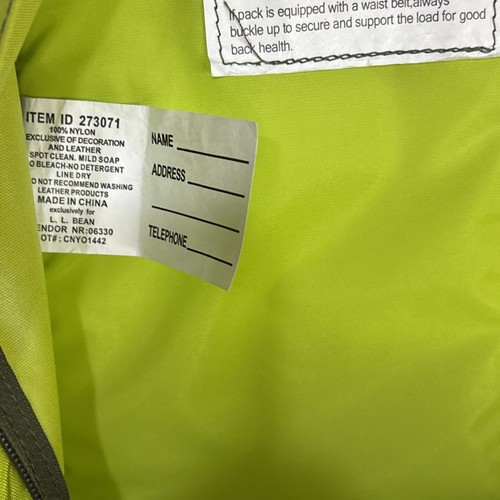 LL L.L. Bean Nylon Backpack Reflective Bright Green & Silver 15” X 13” X 5” - Picture 9 of 17