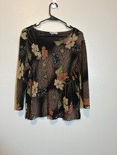 Notations XL Floral Top Y2K Boho Fairycore Sheer Long Sleeve USA Made Whimsical