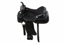 ME-Black Western Horse Saddle   Hand-Tooled Leather, Comfortable Riding
