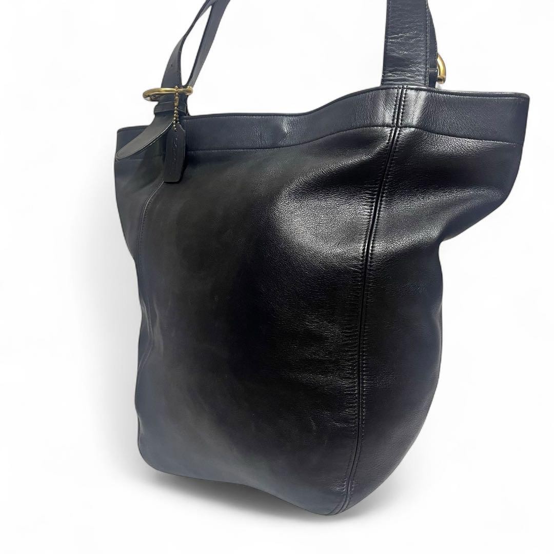 Coach Old Coach Large Black Leather Tote Shoulder Purse Authentic